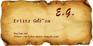Erlitz Géza névjegykártya