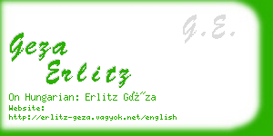 geza erlitz business card